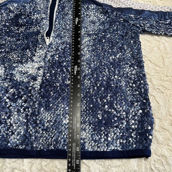 A Wish Come True Size Adult L Blue Sequin Dance Costume Hip Hop Jacket Pants - Picture 6 of 14
